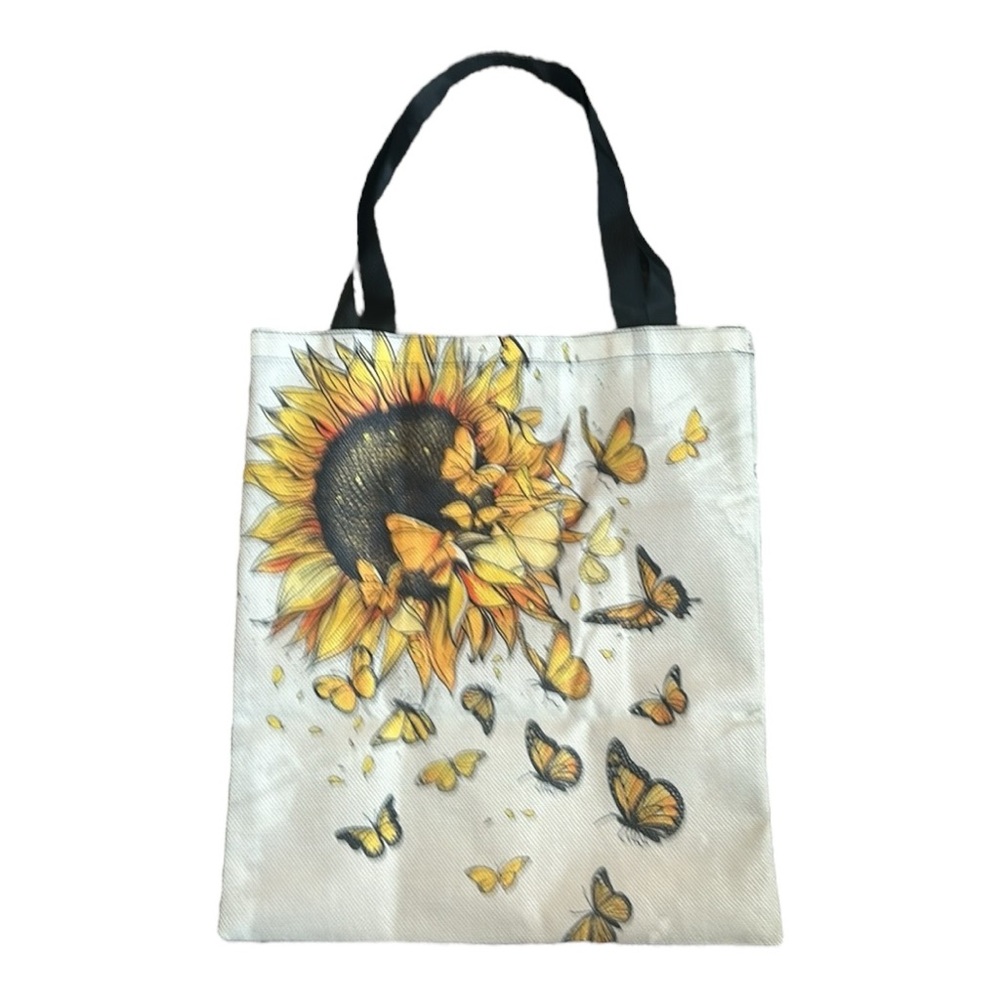 Sunflower and Butterfly Decorative Nylons Tote Bag and Double Zip Wallet Set New - Picture 4 of 16